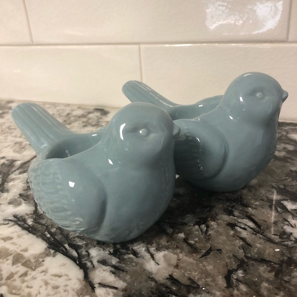Other - Two Ceramic bluebird song bird votive tea light candle holders - Spring Summer